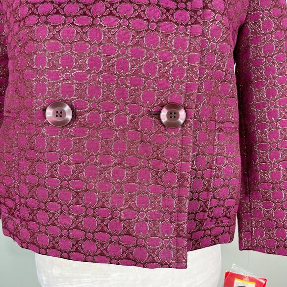 Isaac Mizrahi Target Blazer 10 Scarlet Bloom Crop Pockets Textured New - Picture 10 of 12